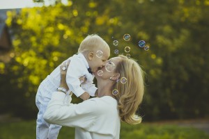 Love, mother, baby, kisses, bubbles